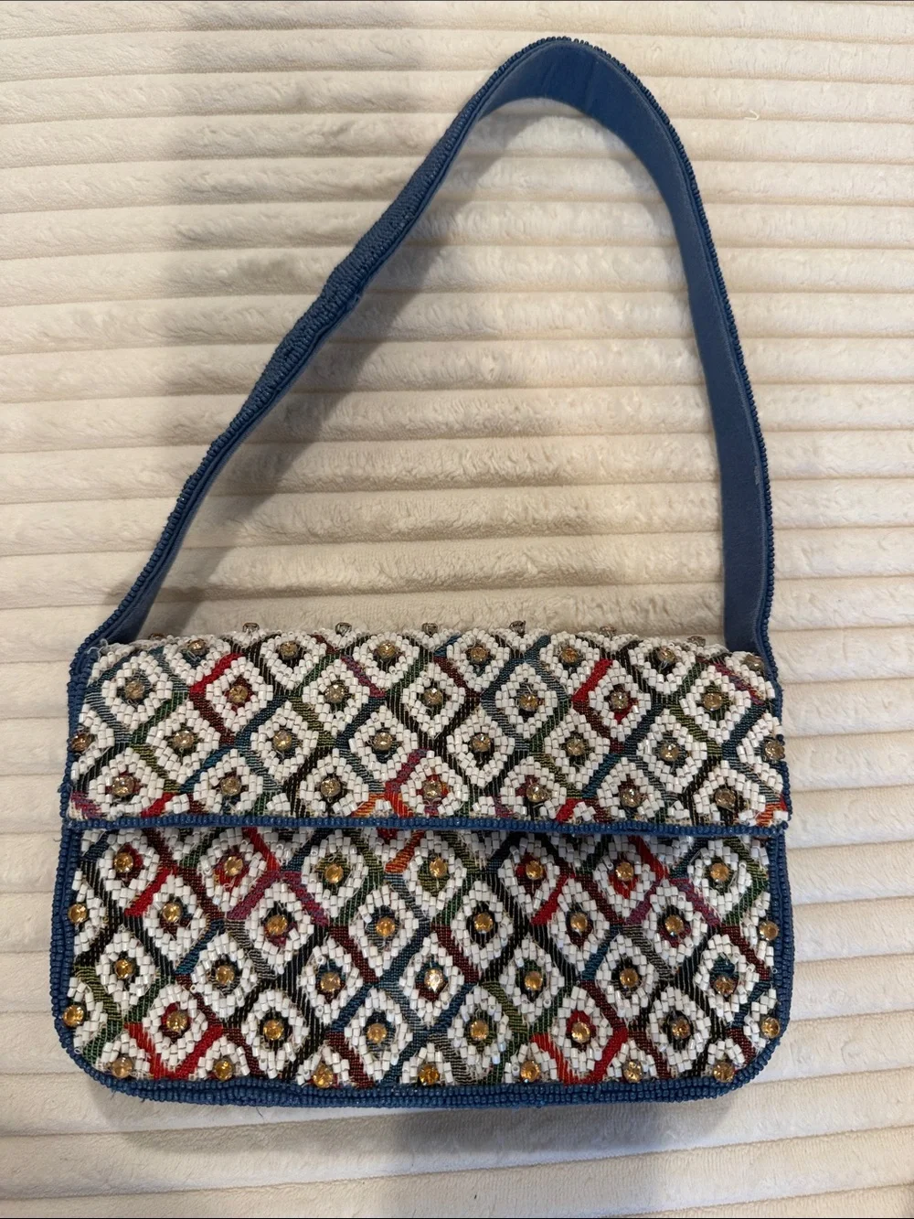 Anthropologie Beaded Diamond-Pattern Shoulder Bag - Multicolor